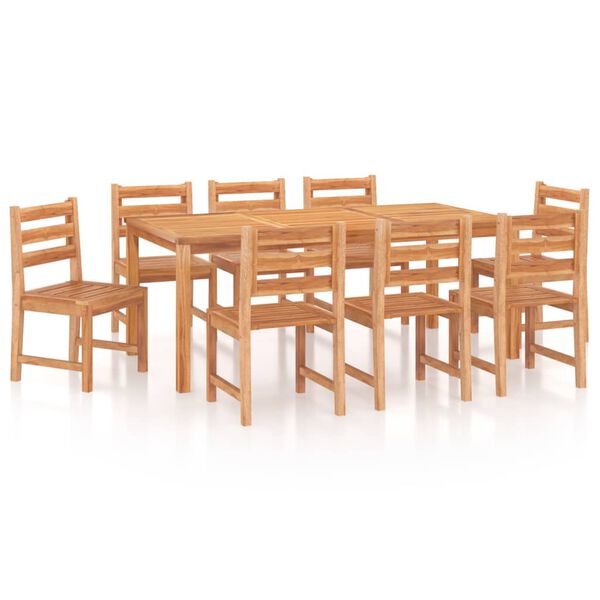 vidaXL Set da Pranzo per Giardino 9 pz in Legno Massello di Teak
