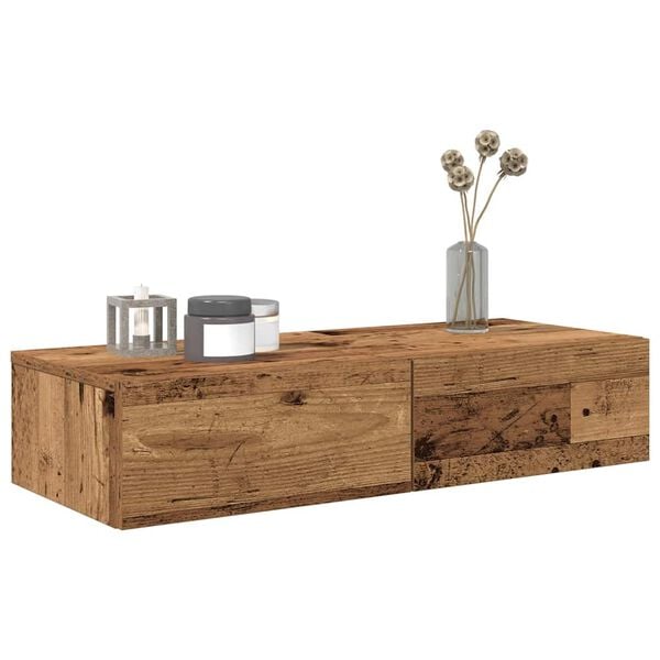 vidaXL Scaffale a Parete con Cassetti Antico 80x33x17 cm in Truciolato