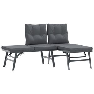 vidaXL Panche Giardino con Cuscini 2pz Nere Acciaio Verniciato Polvere
