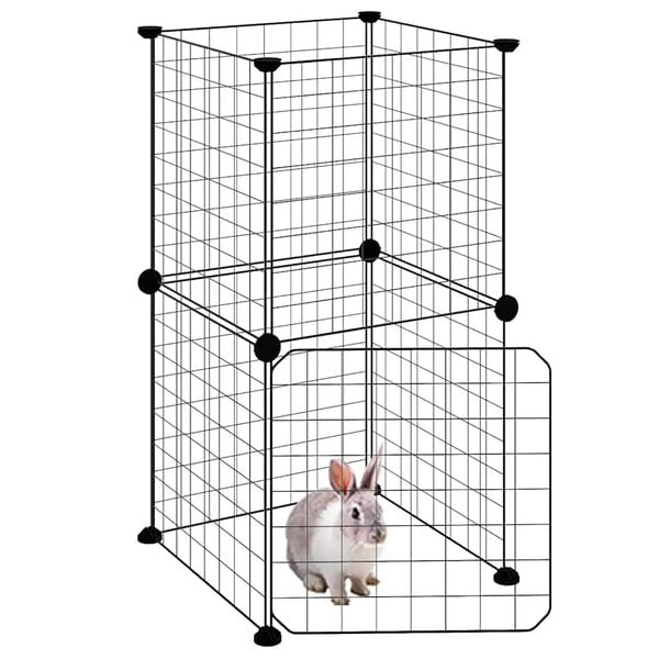 vidaXL Gabbia per Animali 8 Pannelli con Porta Nero 35x35 cm Acciaio