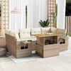 vidaXL Set Divani da Giardino 7 pz con Cuscini Beige in Polyrattan