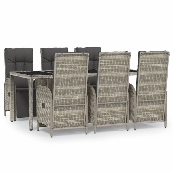 vidaXL Set da Pranzo da Giardino 7 pz con Cuscini in Polyrattan Grigio