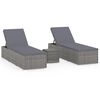 vidaXL Lettini Prendisole con Tavolino 3 pz in Polyrattan Grigio
