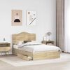 vidaXL Letto con Contenitore con testiera Rovere Sonoma 135 x 190 cm