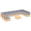 vidaXL Set Divani da Giardino 11 pz con Cuscini Grigi Massello di Pino