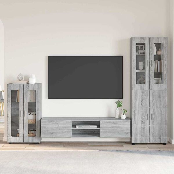vidaXL Set mobile TV con cassetto Grigio Sonoma Legno multistrato