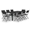 vidaXL Set da Pranzo da Giardino 9 pz Grigio e Nero