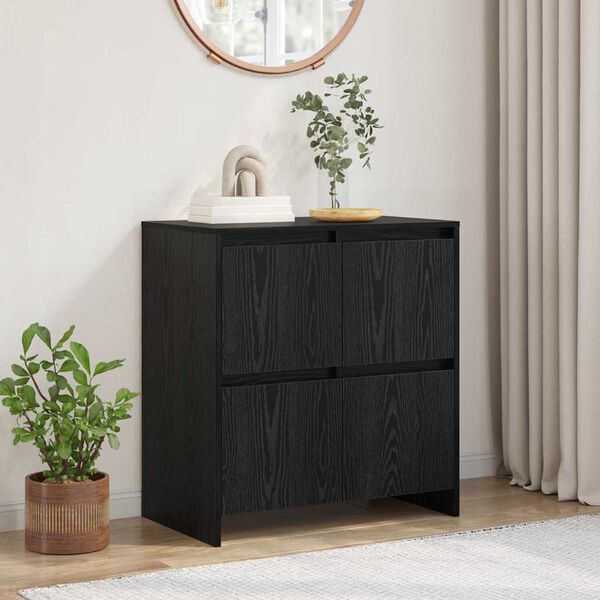 vidaXL Credenza Rovere Nero 70 x 41 x 75 cm Legno multistrato