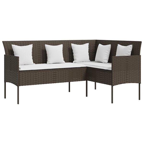 vidaXL Set Divano a L con Cuscini 5 pz Marrone in Polyrattan