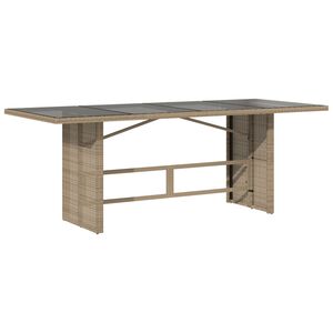 vidaXL Tavolo da Giardino Piano in Vetro Beige 190x80x75 cm Polyrattan