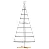 vidaXL Albero a Cono di Natale con supporto Nero 210 cm Acciaio