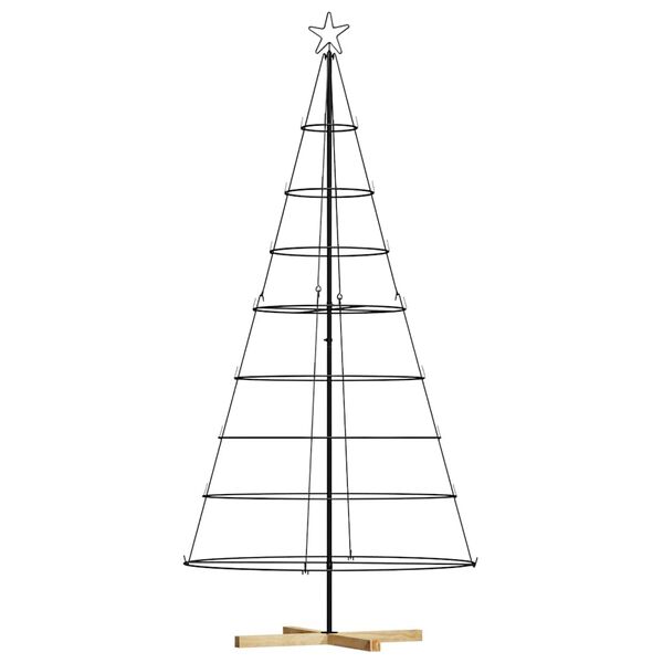 vidaXL Albero a Cono di Natale con supporto Nero 210 cm Acciaio