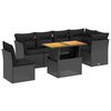vidaXL Set Divani da Giardino con Cuscini 7pz Nero Polyrattan