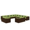 vidaXL Set Divani da Giardino 13 pz con Cuscini in Polyrattan Marrone