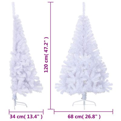 vidaXL Albero di Natale Artificiale Metà con Supporto Bianco 120cm PVC
