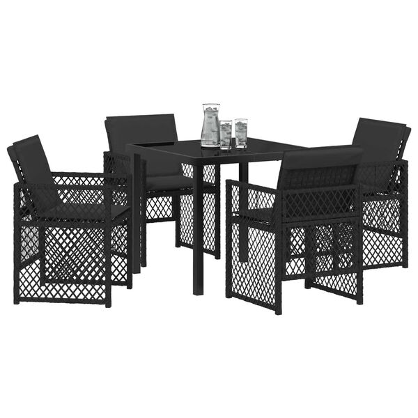 vidaXL Set da Pranzo per Giardino 5 pcs Nero polyrattan