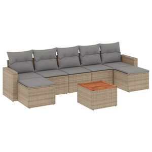 vidaXL Set Divano da Giardino 8 pz con Cuscini Beige in Polyrattan