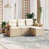 vidaXL Set Divano da Giardino 4 pz con Cuscini Beige in Polyrattan