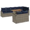 vidaXL Set Divano da Giardino 9 pz 8-Numero di posti Grigio e Blu Navy