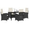 vidaXL Set da Pranzo per Giardino con cuscino 5 pcs Nero polyrattan