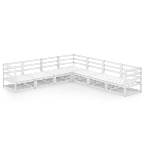 vidaXL Set Divani da Giardino 7 pz Bianchi in Legno Massello di Pino