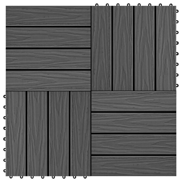 vidaXL Piastrelle per Decking 11 pz Goffrature WPC 30x30 cm 1 mq Nero