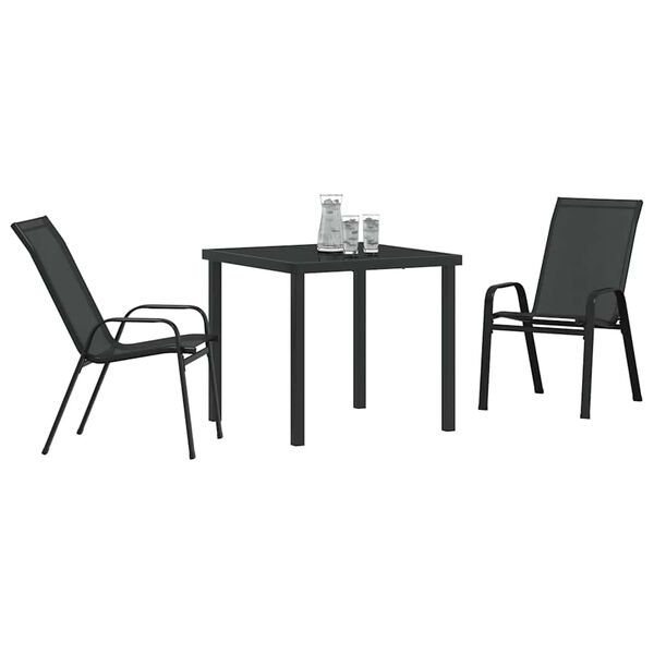 vidaXL Set da Pranzo per Giardino 3 pcs Nero