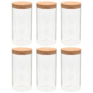 vidaXL Barattoli in Vetro con Coperchio in Sughero 6 pz 1400 ml