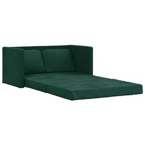 vidaXL Divano Letto da Terra 2 in 1 Verde Scuro 122x204x55 cm Velluto