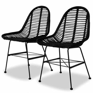 vidaXL Sedie da Pranzo 2 pz Nere in Rattan Naturale
