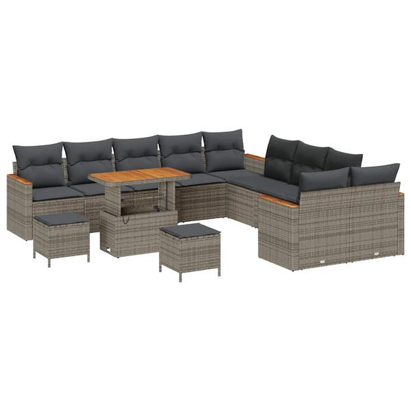 vidaXL Set Divano da Giardino 13 pcs Grigio polyrattan
