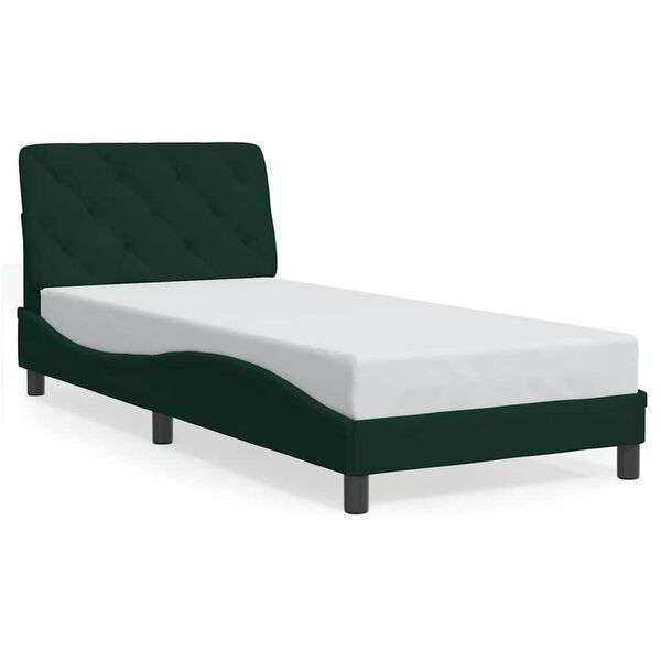 vidaXL Giroletto senza Materasso Verde Scuro 90x200 cm in Velluto