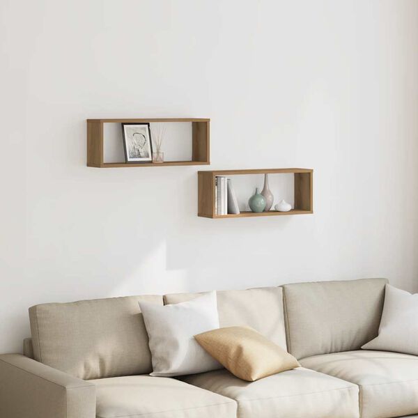 vidaXL Mensole Parete a Cubo 2 pz Artigianale 30x15x30 cm Truciolato