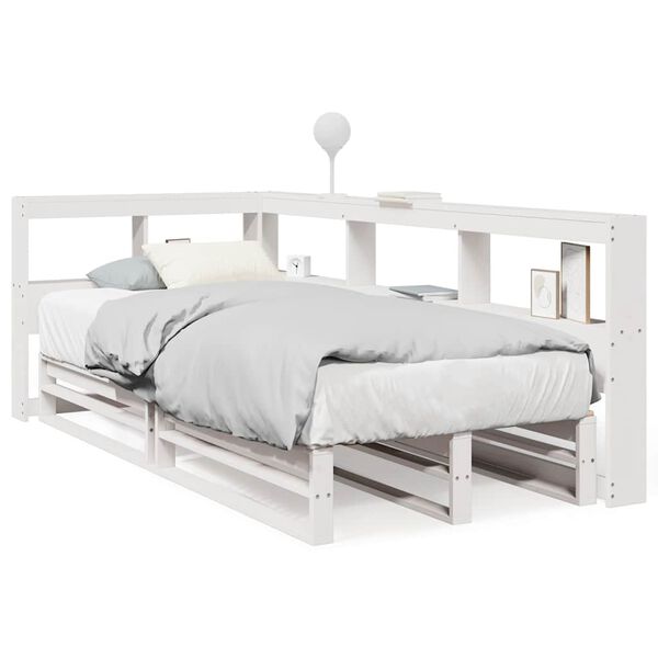 vidaXL Letto Libreria senza Materasso Bianco 90x190 cm Massello Pino