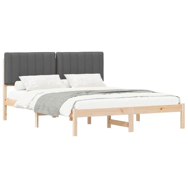 vidaXL Letto con Testiera Rivestita Grigio scuro 160 x 200 cm