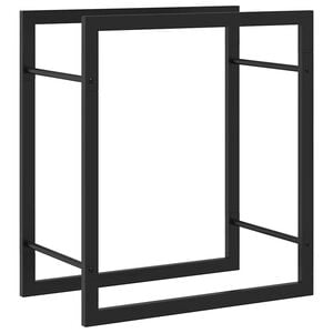 vidaXL Portalegna Nero Opaco 50x28x56 cm in Acciaio