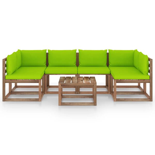 vidaXL Set Salotto Giardino Pallet con Cuscini 7 pz in Pino Impregnato