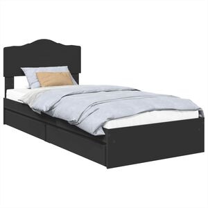 vidaXL Letto con Contenitore Nero 100 x 200 cm Legno multistrato