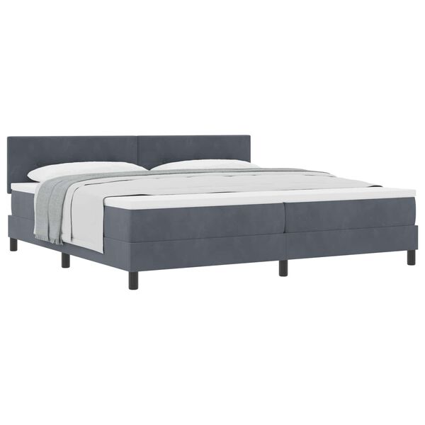 vidaXL Letto a molle con materasso Grigio scuro 200 x 200 cm Velluto