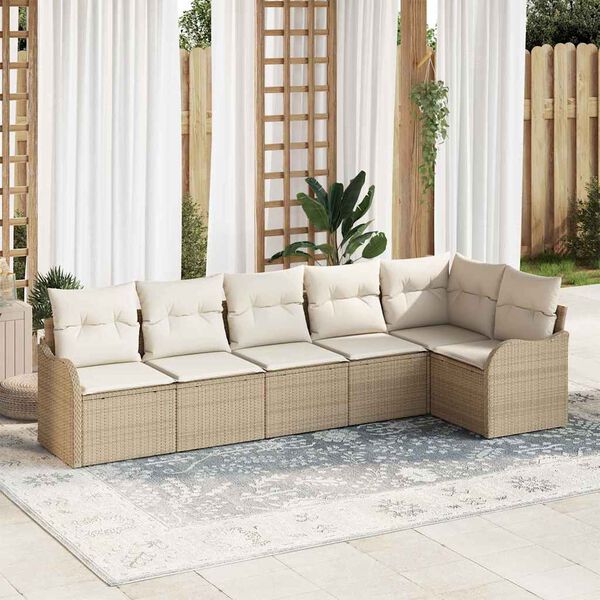 vidaXL Set Divano da Giardino Beige polyrattan