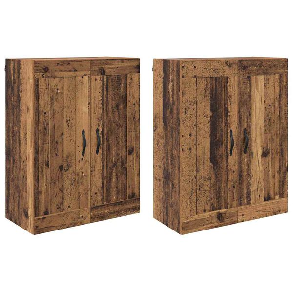 vidaXL Mobile a muro 2 pcs Legno vecchio 69,5 x 34 x 90 cm