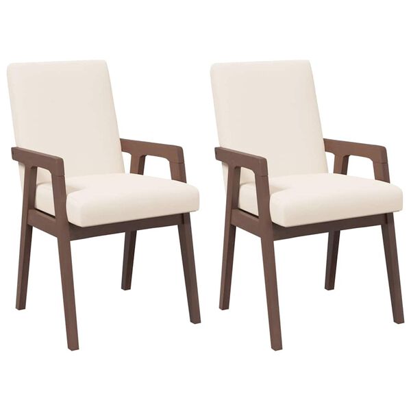 vidaXL Sedie da Pranzo con Cuscini 2pz Marrone Legno Massello di Hevea
