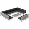 vidaXL Divani da Giardino 12 pz con Cuscini in Polyrattan Grigio Scuro