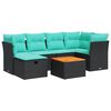 vidaXL Set Divani da Giardino con Cuscini 7pz Nero Polyrattan