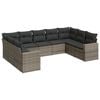 vidaXL Set Divano da Giardino 9 pz con Cuscini Grigio in Polyrattan