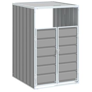 vidaXL Copribidone con Ruote Bidone Singolo Grigio 72x81x115cm Acciaio