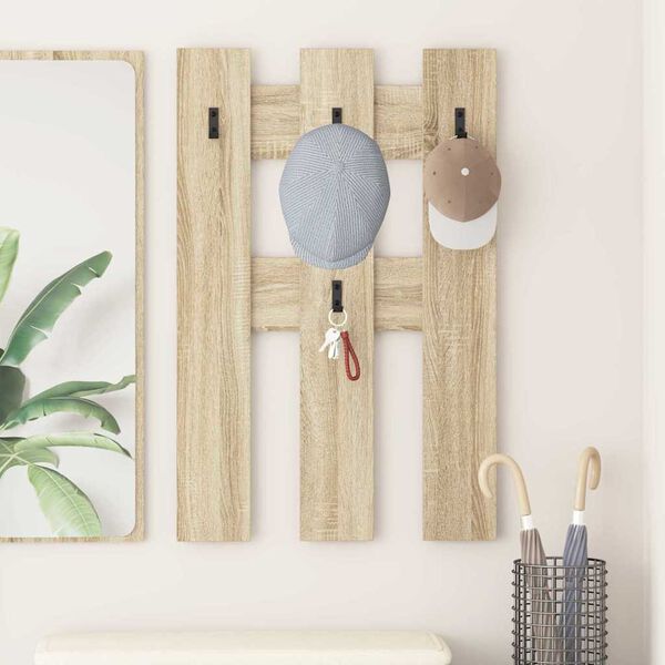 vidaXL Appendiabiti a muro Rovere Sonoma 65 x 3 x 100 cm