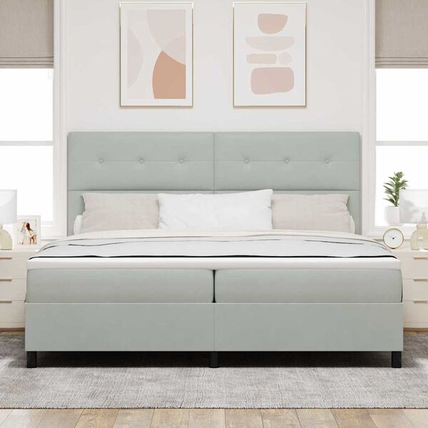 vidaXL Letto a molle con materasso Grigio chiaro 200 x 200 cm Velluto