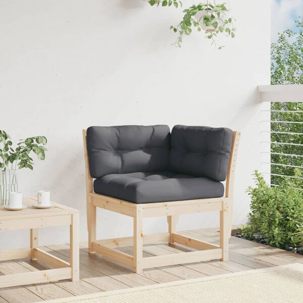 vidaXL Divano Angolare Giardino Cuscini 73x73x78cm Legno Massello Pino