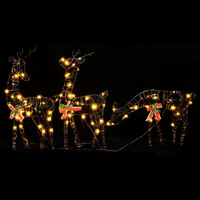 vidaXL Decorazione Natale Famiglia di Renne 90 LED Bianco Caldo Rattan